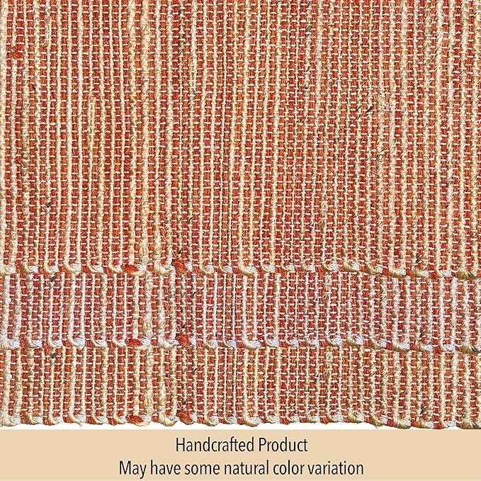 Chardin Home Natural Jute & Rust Orange Placemats, Set of 4 – Rustic Handmade Boho Table Mats, 13x19 Inch Dining Table Placemats for Kitchen, Everyday Meals, Holidays, Farmhouse or Modern Table Décor