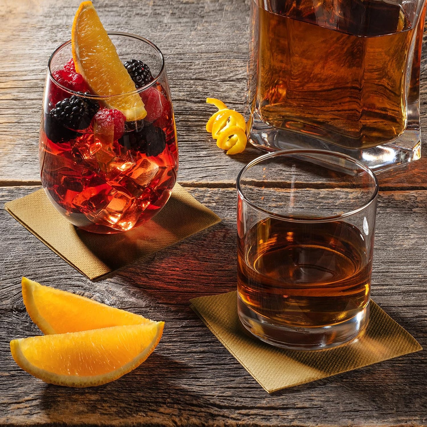AMERICAN HOMESTEAD Gold Cocktail Napkins - Premium 4.75"x4.75" Disposable Linen-Like Beverage Napkins - Bulk Square Party Bar Serviettes for Weddings, Parties, Events, and Everyday Use - 100 Count