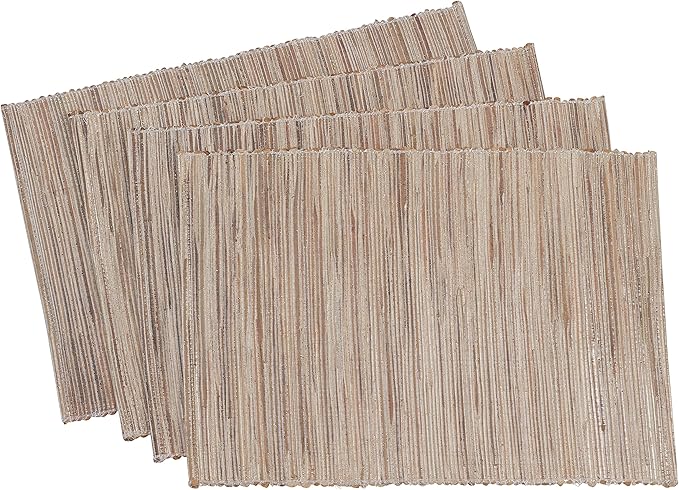 Saro Lifestyle Melaya Collection Shimmering Woven Nubby Placemat (Set of 4), 14"x20", Natural