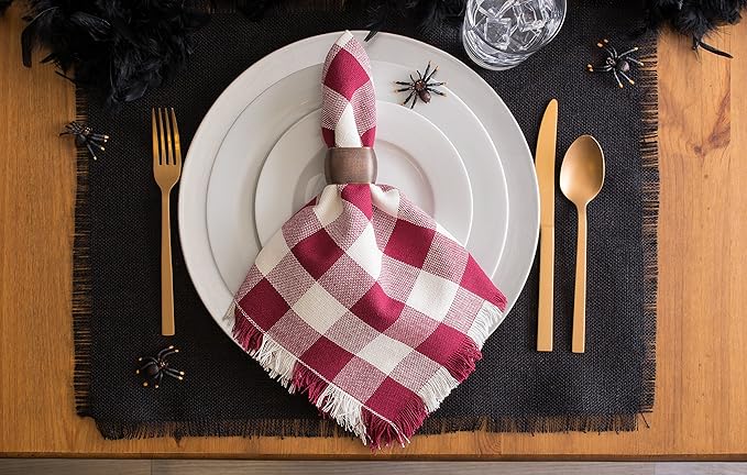 DII Jute Burlap Collection Kitchen Tabletop, Placemat Set, 13x19, Solid Black, 6 Count