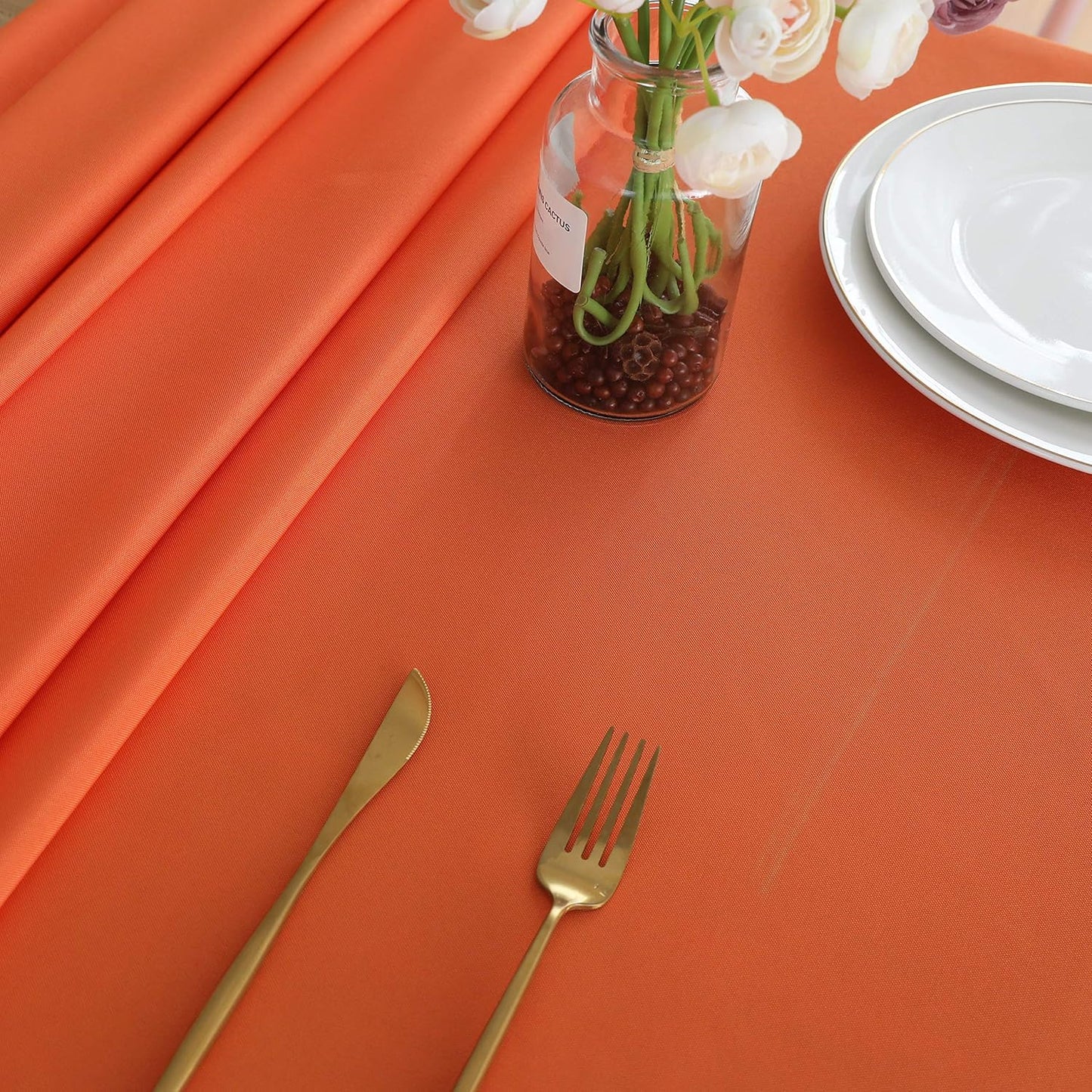 FOLINS&HOME Orange Rectangular Table Cloth in Heavy Duty and Water Resistant Polyester-Wrinkle Free Spillproof and Washable Tablecloth 60 x 102 inch-Table Cover for Indoor and Outdoor-Oblong/Rectangle