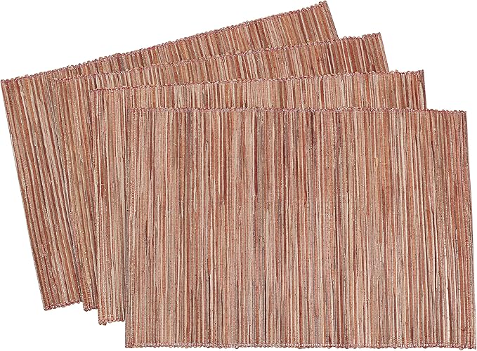 Saro Lifestyle Melaya Collection Shimmering Woven Nubby Placemat (Set of 4), 14"x20", Rust