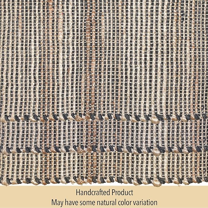 Chardin Home Natural Jute & Black Placemats, Set of 4 – Rustic Handmade Boho Table Mats, 13x19 Inch Dining Table Placemats for Kitchen, Everyday Meals, Holidays, Farmhouse or Modern Table Décor