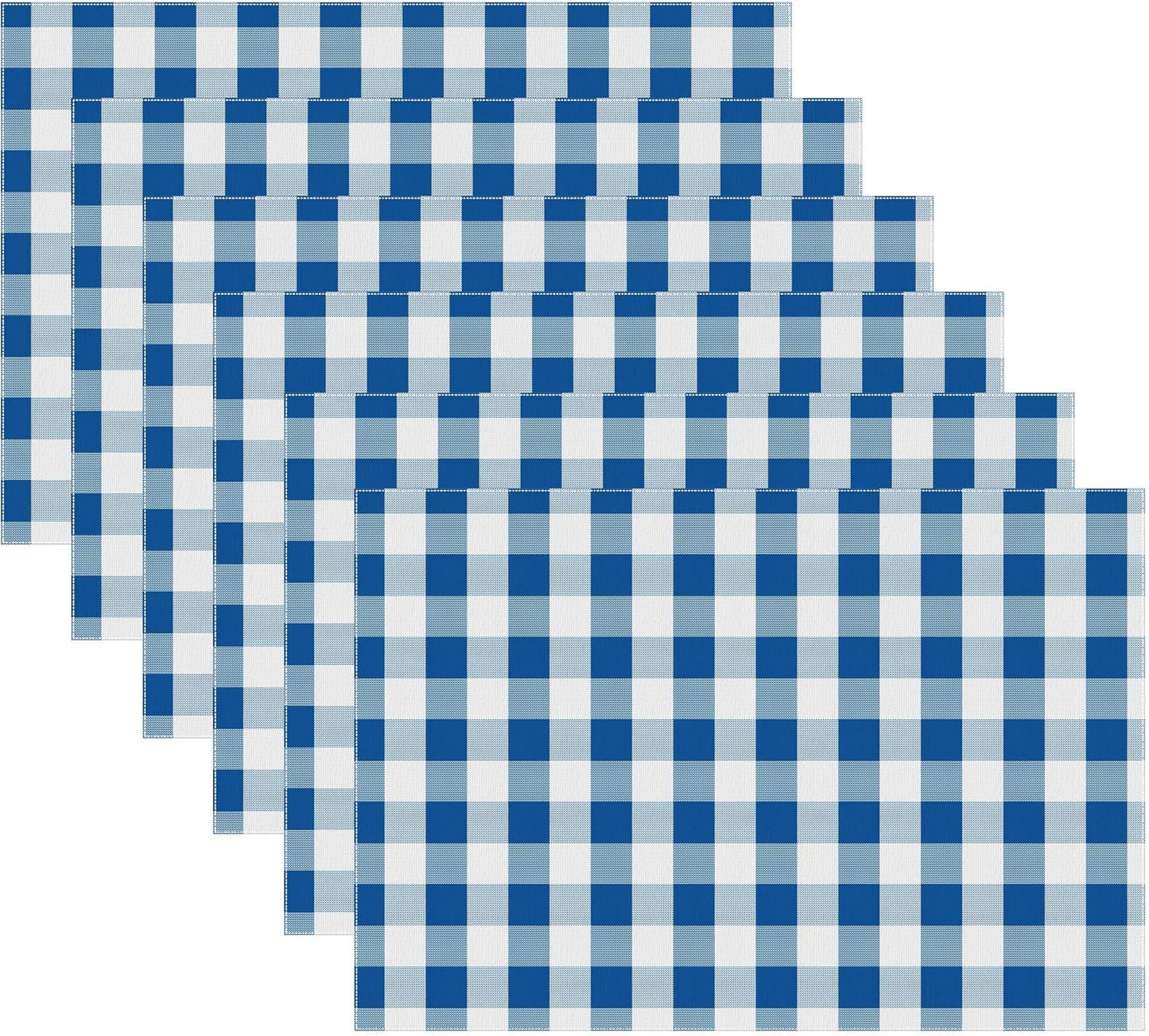 Urban VillaPlacemats for Dining Table 100% Cotton Placemats 14''x20'' Over Sized Tablemats Set of 6 Placemats Blue/White Buffalo Check Tablemats for Family Dinners Wedding PartiesPlacemats