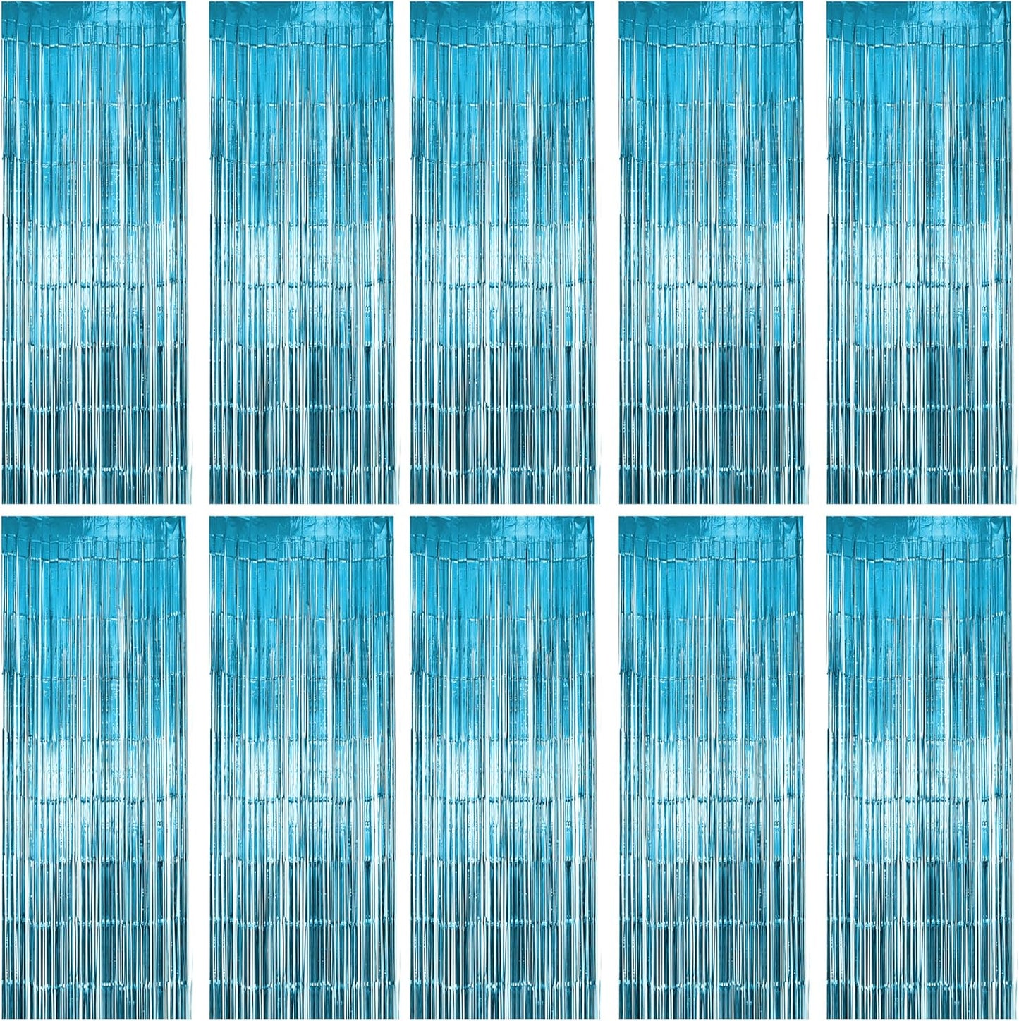 10 Pack Light Blue Fringe Backdrop Curtains, Light Blue Streamers Party Backdrop, Christmas Decorations, New Year Decorations, White Party Decorations Supplies For Birthday, Holidays, Parties & More