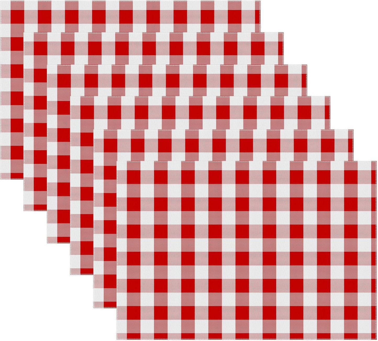 Urban VillaPlacemats for Dining Table 100% Cotton Placemats 14''x20'' Over Sized Tablemats Set of 6Placemats Red/White Buffalo Check Tablemats for Family Dinners Wedding PartiesPlacemats