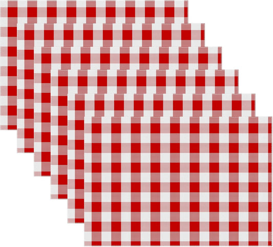 Urban VillaPlacemats for Dining Table 100% Cotton Placemats 14''x20'' Over Sized Tablemats Set of 6Placemats Red/White Buffalo Check Tablemats for Family Dinners Wedding PartiesPlacemats