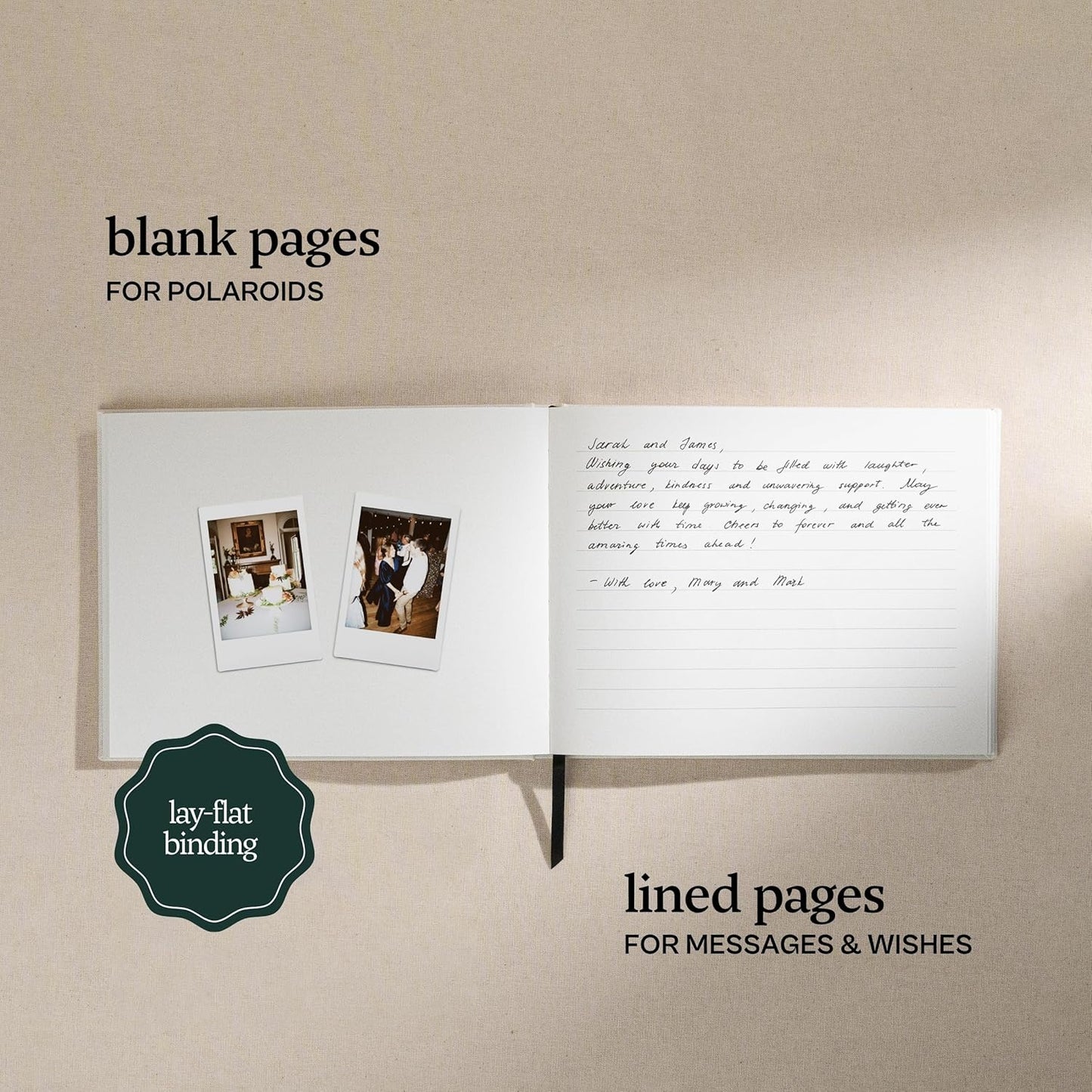 Kunitsa Co. Wedding Guest Book - Blank Sign in Book for Special Occasions, Oat Linen Cover