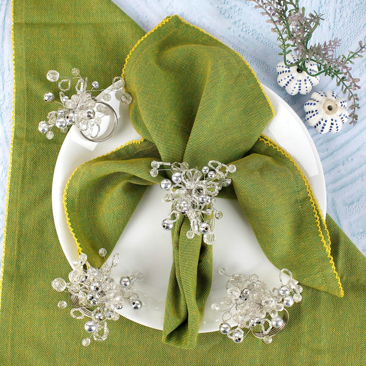 Silver Napkin Rings Set of 12 - Elegant Napkin Rings Sturdy Metal Design | Easy to Clean, Durable & Versatile for Table Settings, Special Occasion & Gift Giving Ideas - ALPHA Living HOME