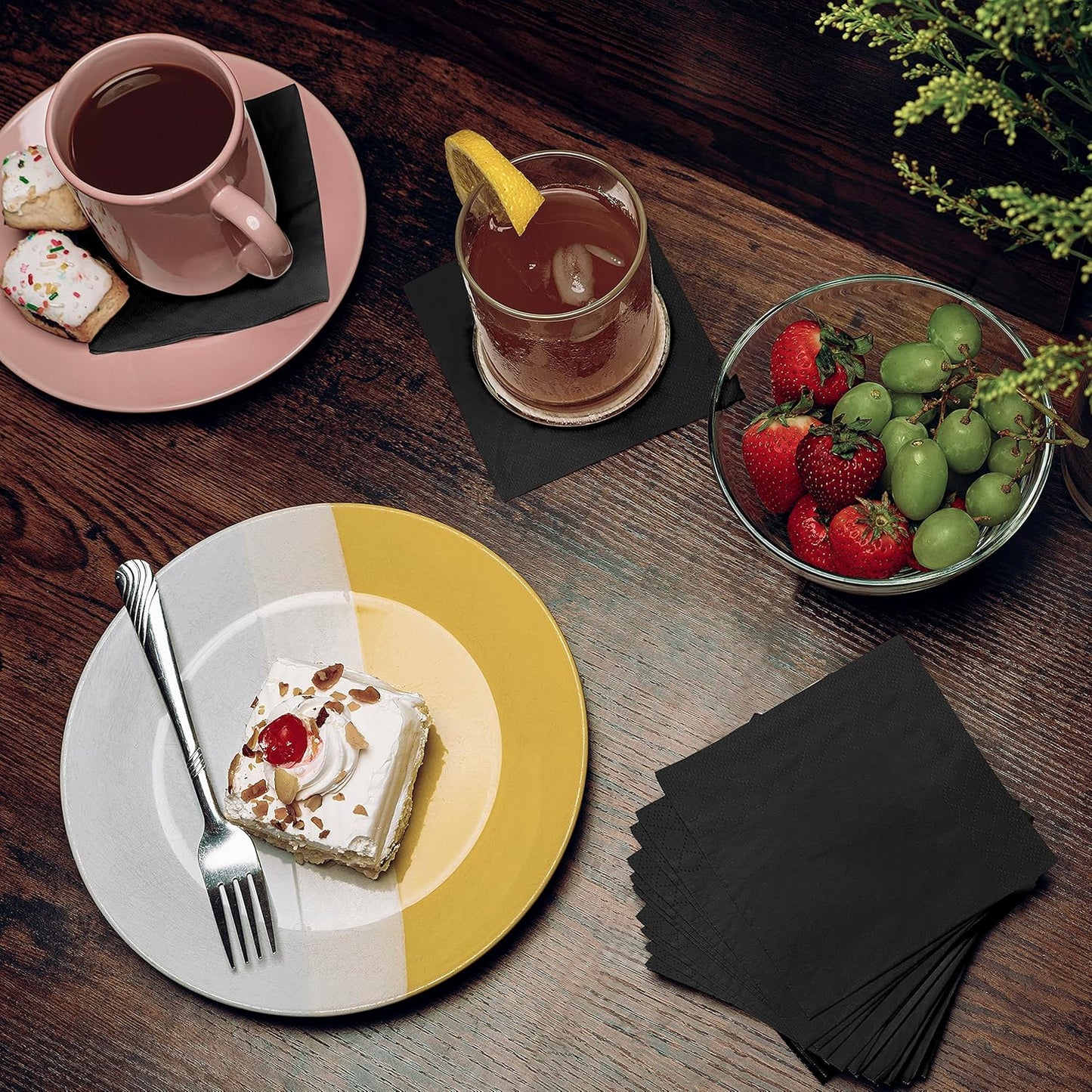 1100 Pack Cocktail Napkins Paper - Quality 3-Ply Black Beverage Napkins - Restaurant, Event, Bar Napkins - Perfect Size Dessert Napkin - Party Napkin Bulk - Elegant Wedding Napkins Disposable