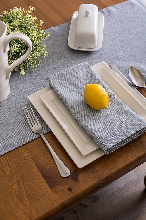 DII Chambray Kitchen, Tabletop Collection, Blue, 14x108 Table Runner