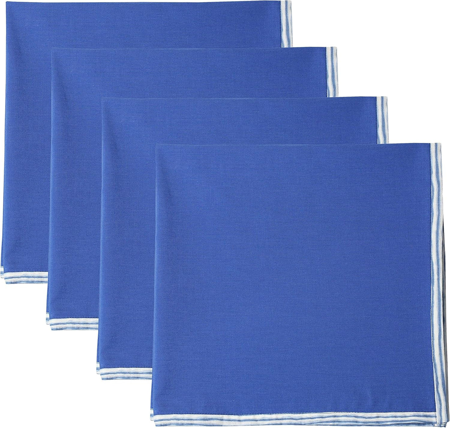 Indtresor Indian Heritage Fabric Cotton Table Linen Reversible Set Runner Napkins Mats in Blue White