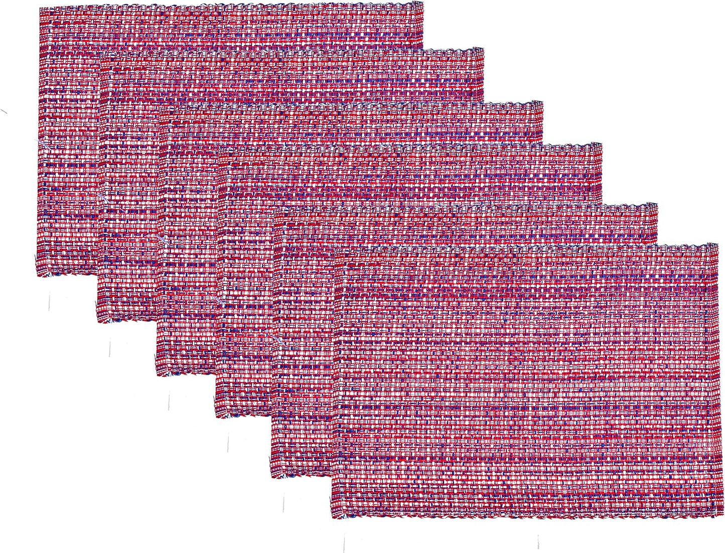 Urban VillaPlacemats for Dining Table 100% Cotton Placemats 14''x20'' Oversized Tablemats Set of 6 Placemats Red/Blue/White Two Tone Tablemats for Family Dinners Wedding Parties Everyday UsePlacemats