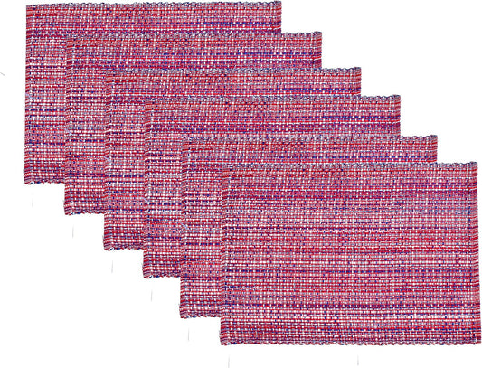 Urban VillaPlacemats for Dining Table 100% Cotton Placemats 14''x20'' Oversized Tablemats Set of 6 Placemats Red/Blue/White Two Tone Tablemats for Family Dinners Wedding Parties Everyday UsePlacemats