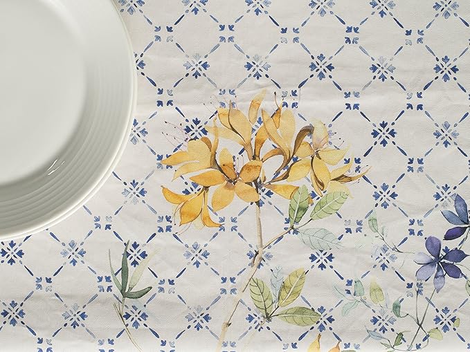 Maison d' Hermine Table Cloth Square Table 100% Cotton 60 x 60 Inches Tablecloth Reusable Decorative for Dining Room Farmhouse Home Valentines Day Decorations Spring Summer - Faience