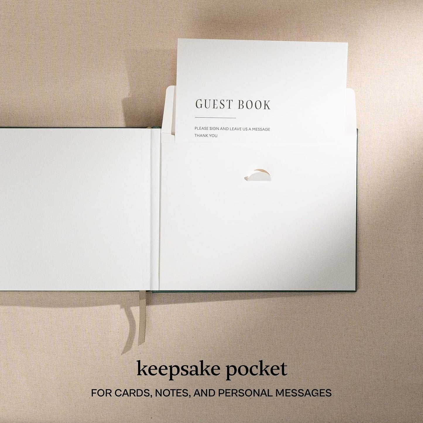 Kunitsa Co. Wedding Guest Book - Blank Sign in Book for Special Occasions, Evergreen Cover