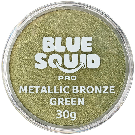 Blue Squid Face Paint Water Based Single Cake Professional Face Paint & Body Paint - Water Activated, Kids Adults Face Painting for Costume, Halloween Makeup, Cosplay - Metallic Bronze Face Paint 30g