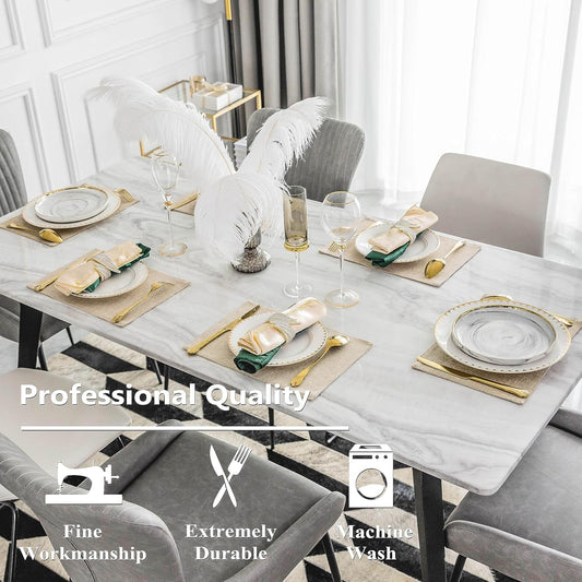Home Brilliant Placemats Set of 8 Heat Resistant Dining Table Place Mats Plate Mat Cloth Placemats Kitchen Table Mats Indoor Outdoor, Light Linen