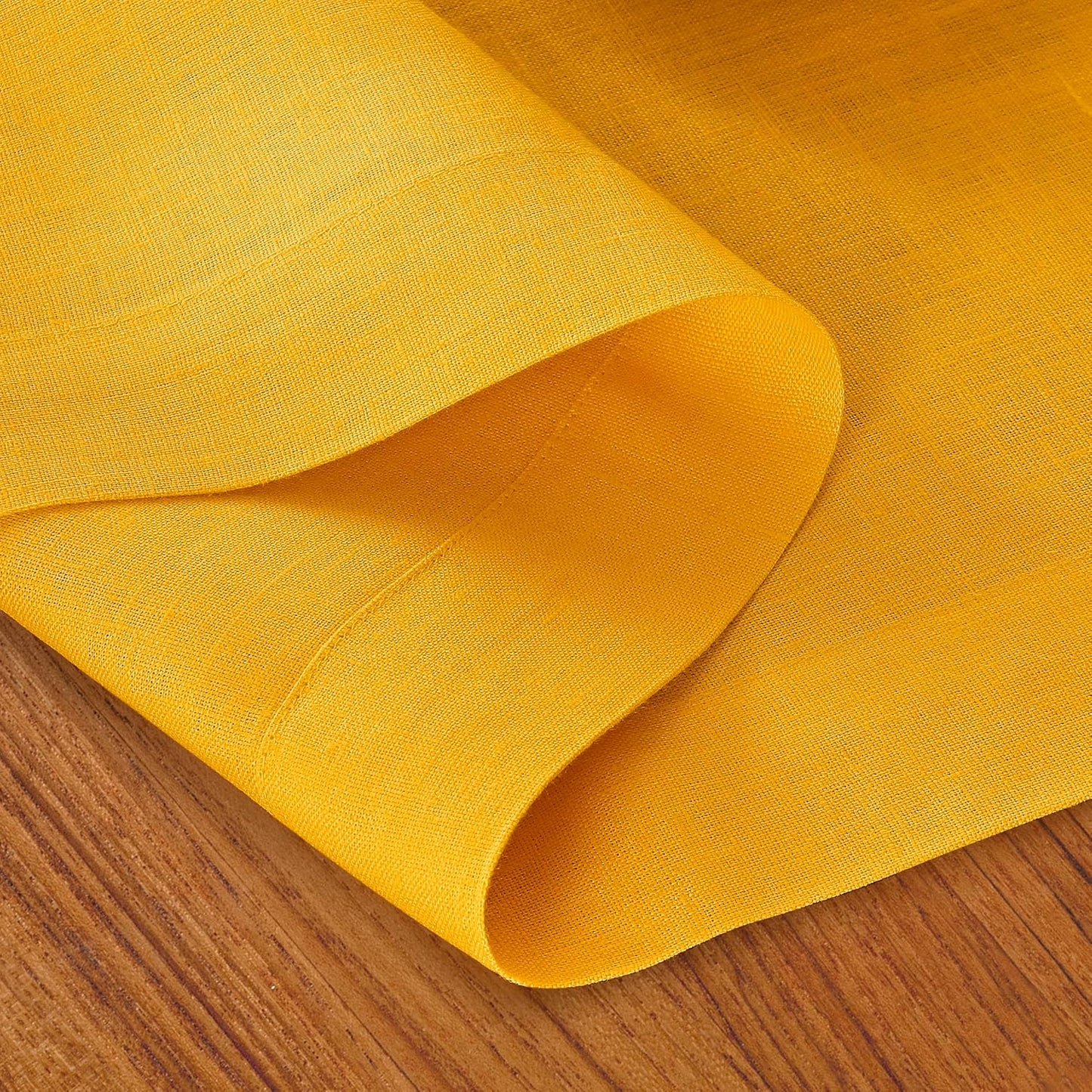 D'Moksha Homes Linen Table Runner 36 Inches - 100% Pure Linen Sunflower Yellow Small Table Runner 14 x 36 Inch for Dresser, Coffee Tables, Fall, Autumn and Halloween-Machine Washable