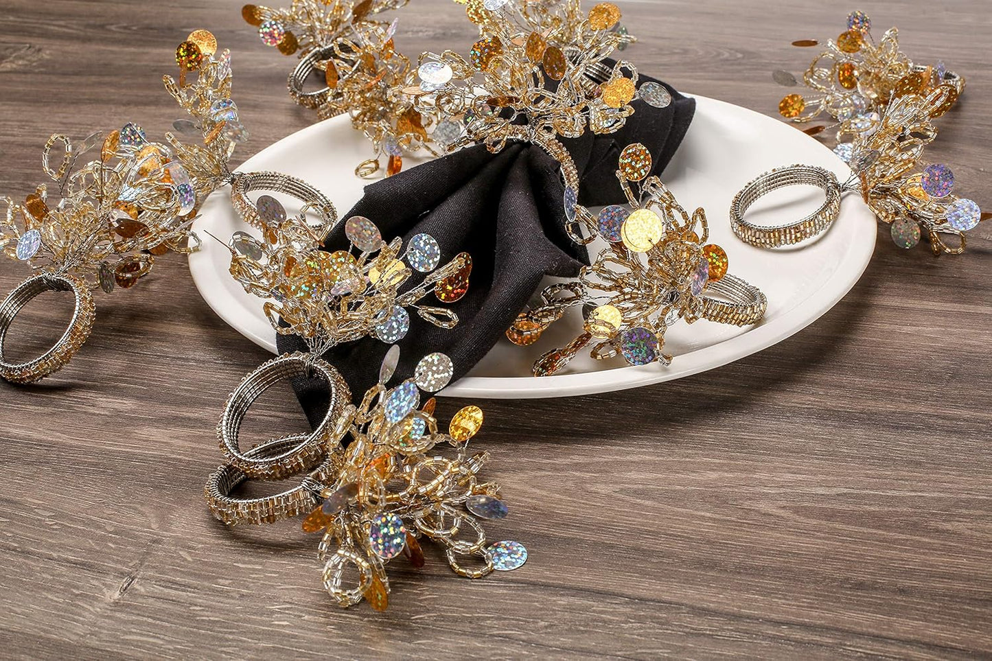 Glass Beaded Napkin Rings - 12-Pack Handmade Spring Floral Napkin Holder for Table Setting Weddings,Holiday Dinner,Birthday,Thanksgiving,Christmas,Farmhouse Décor (Multicolor) - ALPHA Living HOME