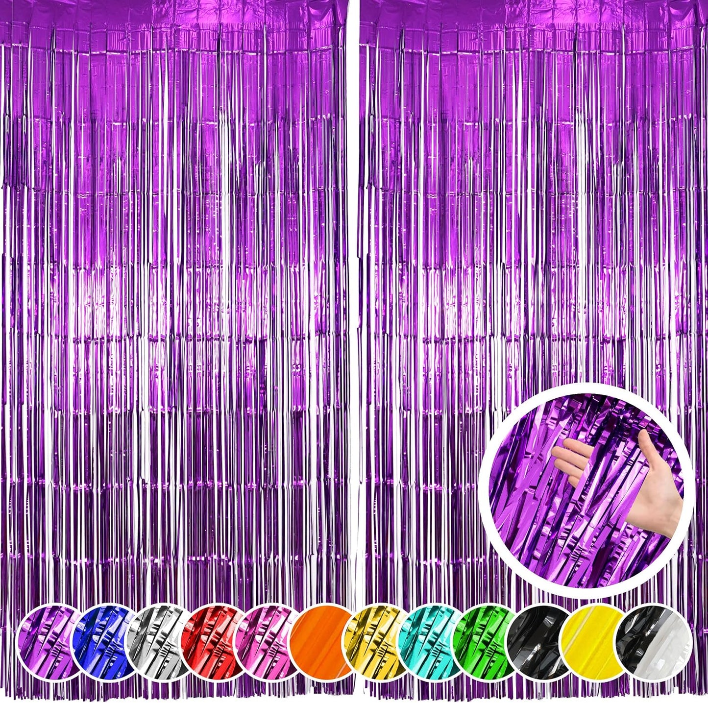 2 Pack Purple Fringe Backdrop Curtains, Purple Streamers Party Backdrop, Party Decorations for Birthday, Holidays, Parties & More
