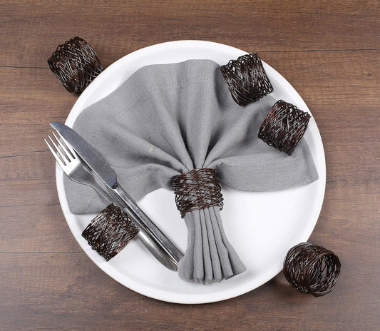 12-Piece Heavyduty Napkin Rings - Elegant Mesh Metal Napkin Holders, Serviette Rings for Dining Table, Party Decoration, Weddings - Vintage Rustic Farmhouse Table Decor (Bronze) - ALPHA Living HOME