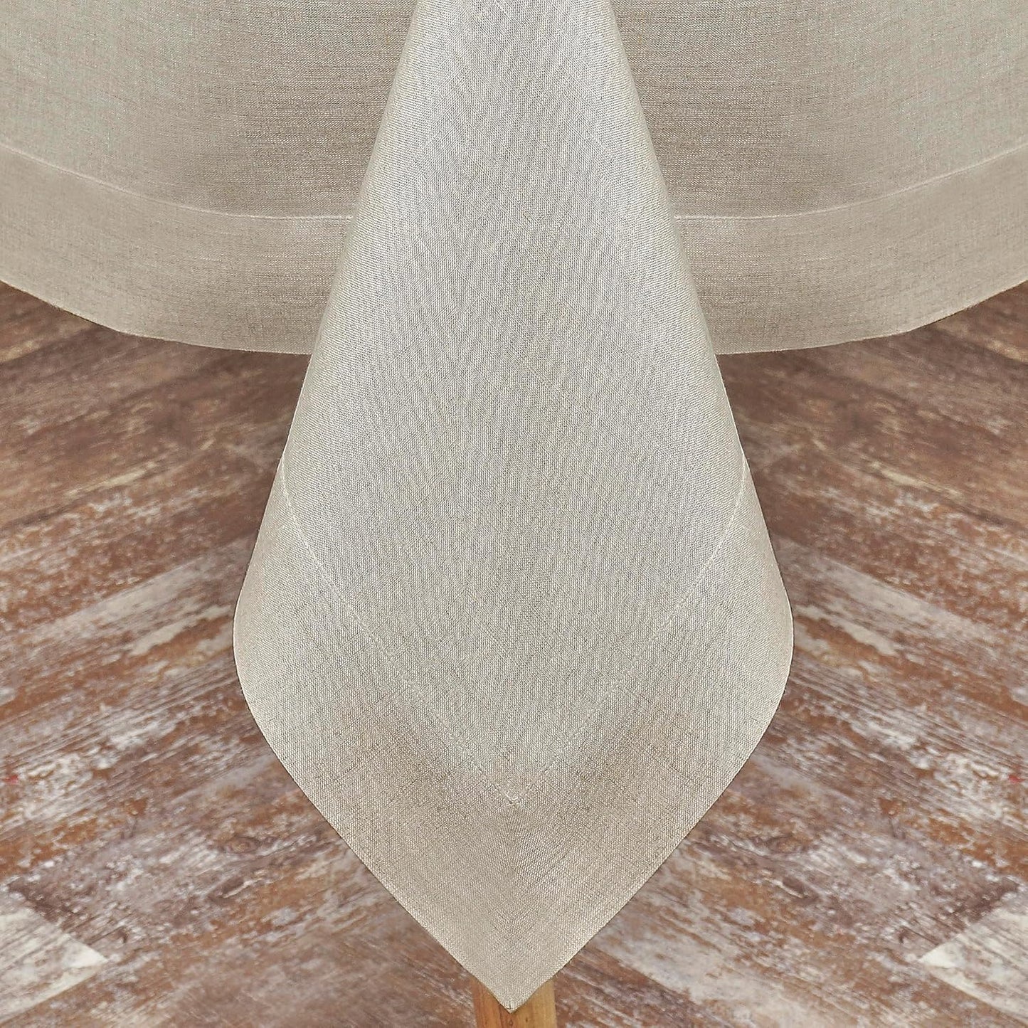 D'Moksha Homes Linen Natural Tablecloth 60 x 132 Inch - 100% Pure Linen Rectangular Tablecloth - Machine Washable Table Cloth for Fall, Autumn and Halloween