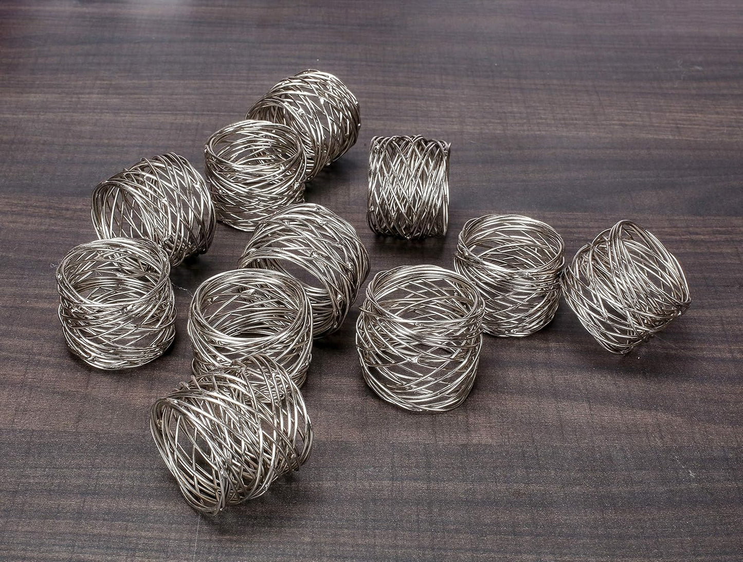 Napkin Rings-12-Piece Set of Premium 100% Metal, Rust-Resistant Tabletop Décor - Napkin Holders for Family Dinner, Wedding, Party, Decorations, Banquet, Party, Easter (Silver)- ALPHA Living HOME