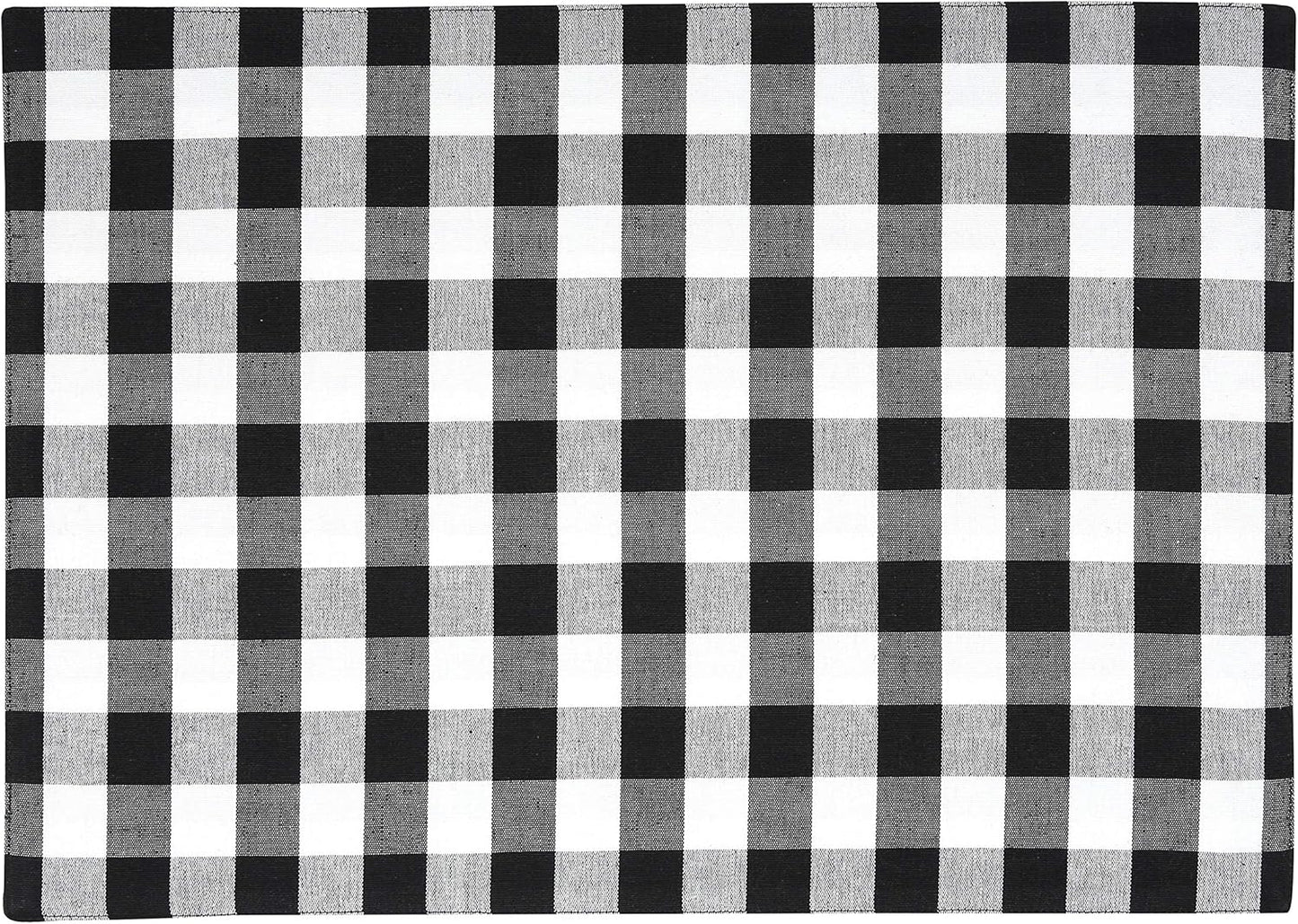 Urban VillaPlacemats for DiningTable 100% CottonPlacemats 14''x20''Over Sized Tablemats Set of 6 Placemats Black/White BuffaloCheckTablemats for Family DinnersWedding PartiesPlacemats