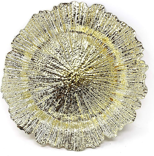 allgala 13-Inch 6-Pack Heavy Quality Round Charger Plates-Reef Gold-HD80331