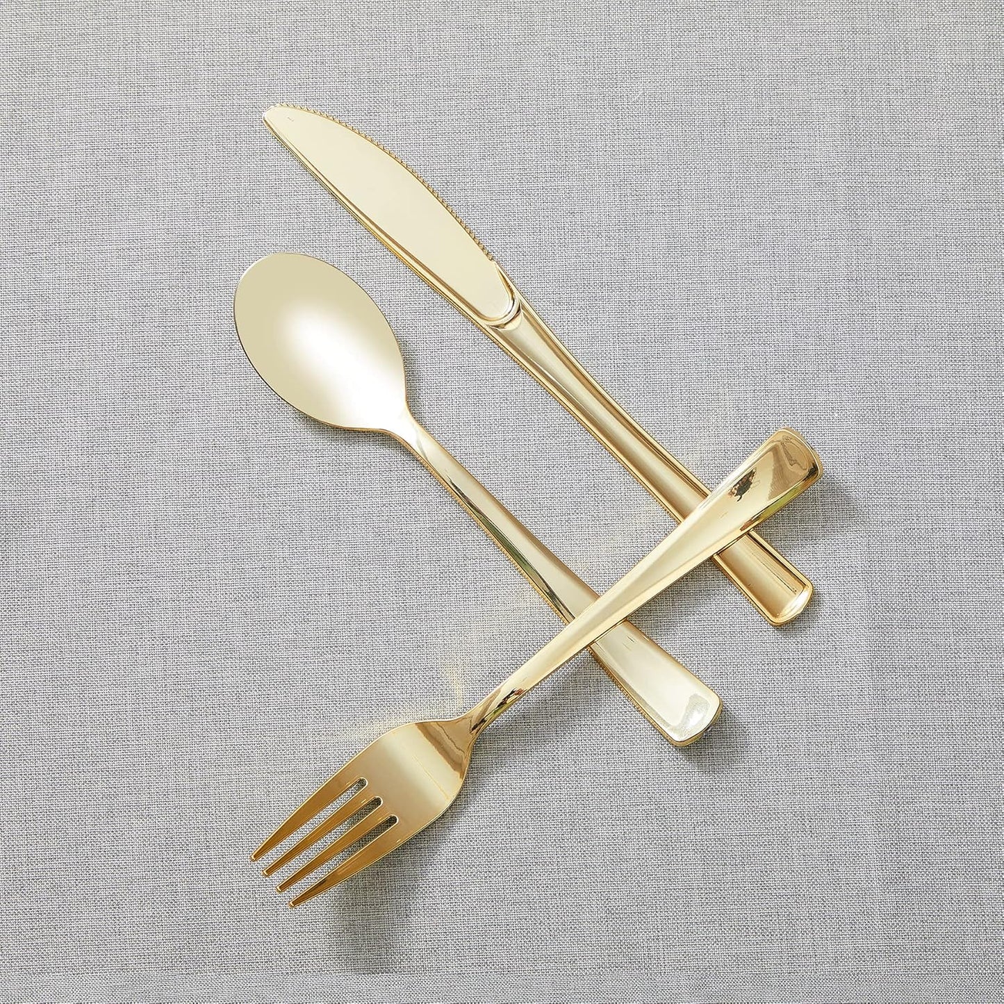 N9R 160pcs Gold Plastic Silverware - Gold Plastic Utensils Set - Tableware Flatware Kit 80 Forks, 40 Spoons, 40 Knives Disposable Cutlery Set for Party, Wedding, Birthday