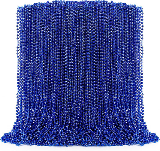 100PCS Mardi Gras Beads Necklace, Blue Bead Necklaces Stuff Bulk, 33" Christmas Necklace Party Supplies, Festival Parade Throw Accessories for Wedding Birthday Pirate Theme Party Baby Shower Decor