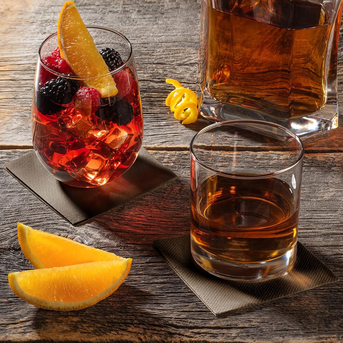 AH AMERICAN HOMESTEAD Paper Cocktail Napkins - Linen-Like Disposable Beverage Bar Napkins 4.75" x 4.75" - Bulk Square Napkins - Ideal for Party or Wedding (Dark Brown -100 Count)
