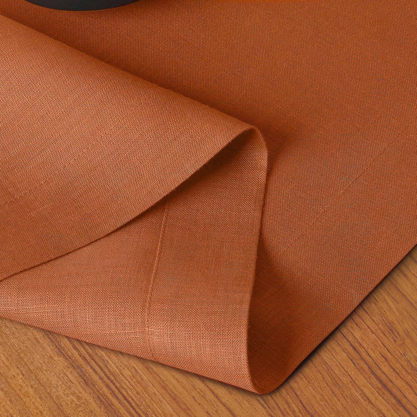 D'Moksha Homes Linen Rust Table Runner 60 Inches - 100% Pure Linen Table Runner 14 x 60 Inch for Coffee Tables, Dresser, Fall and Halloween - Machine Washable
