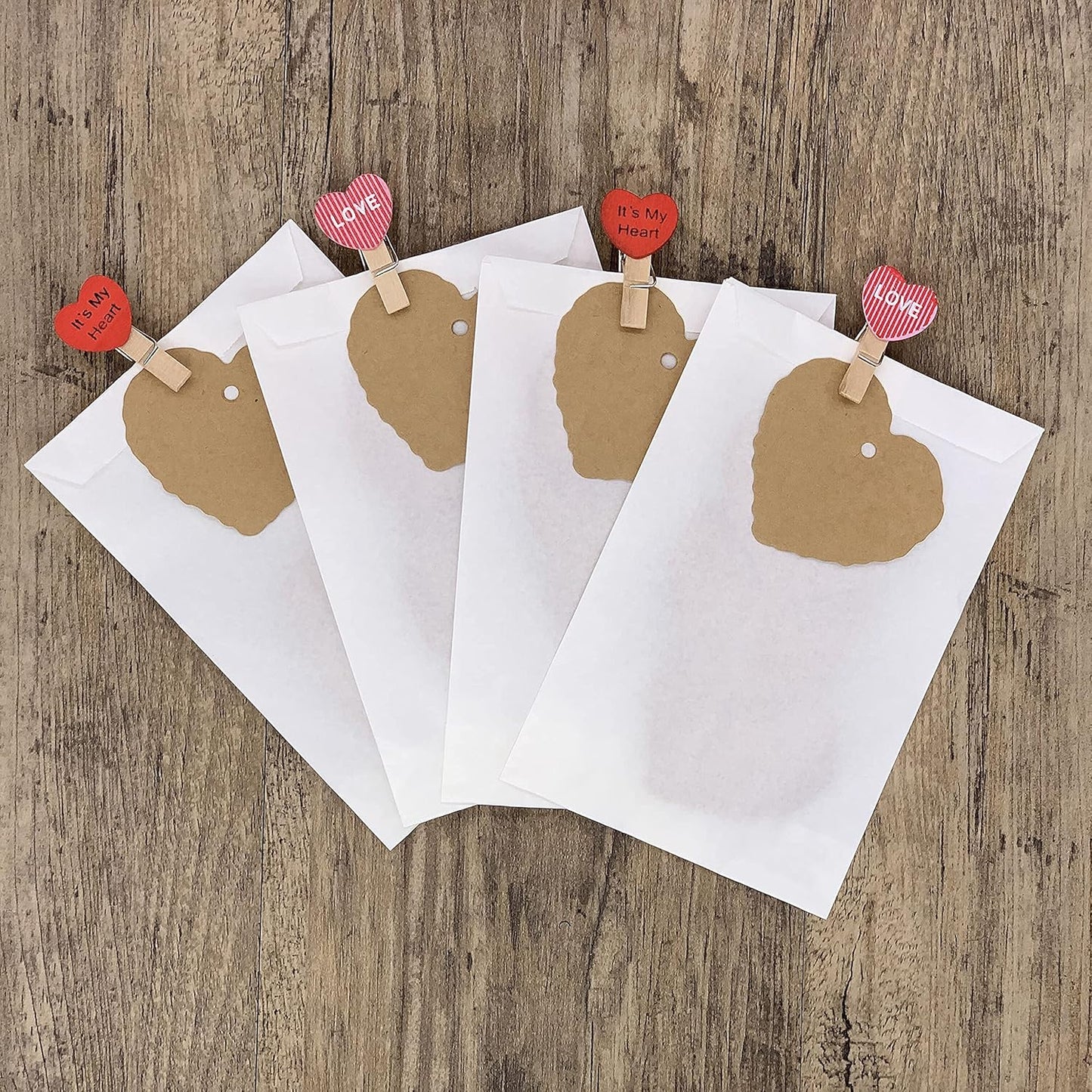 Quotidian White Flat Medium Greaseproof Kraft Paper Bags 4" x 6" (10 x 15.2cm) Pack of 100 - Bakery Cookies Candies Dessert Invitation