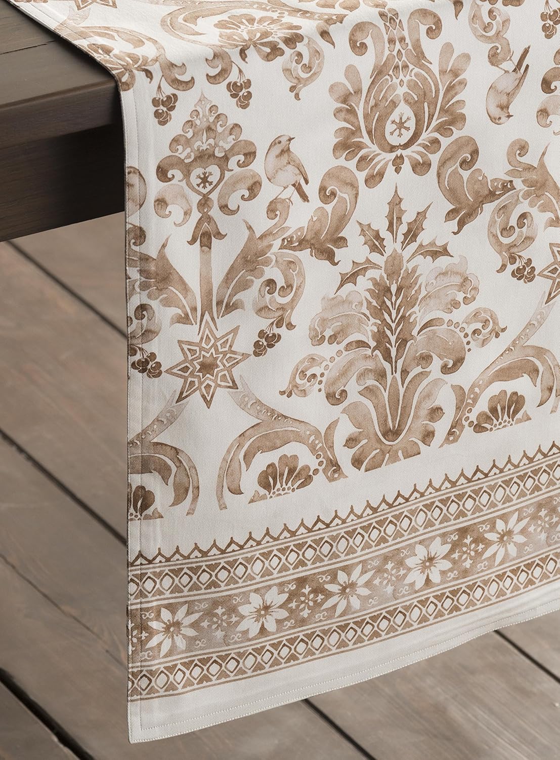 Maison d' Hermine Table Runner 100% Cotton Single Layer Table Runners 60 inches Long for Thanksgiving Christmas Decorations Home Kitchen Dining Party Wedding (Allure, 14.5" x 60")