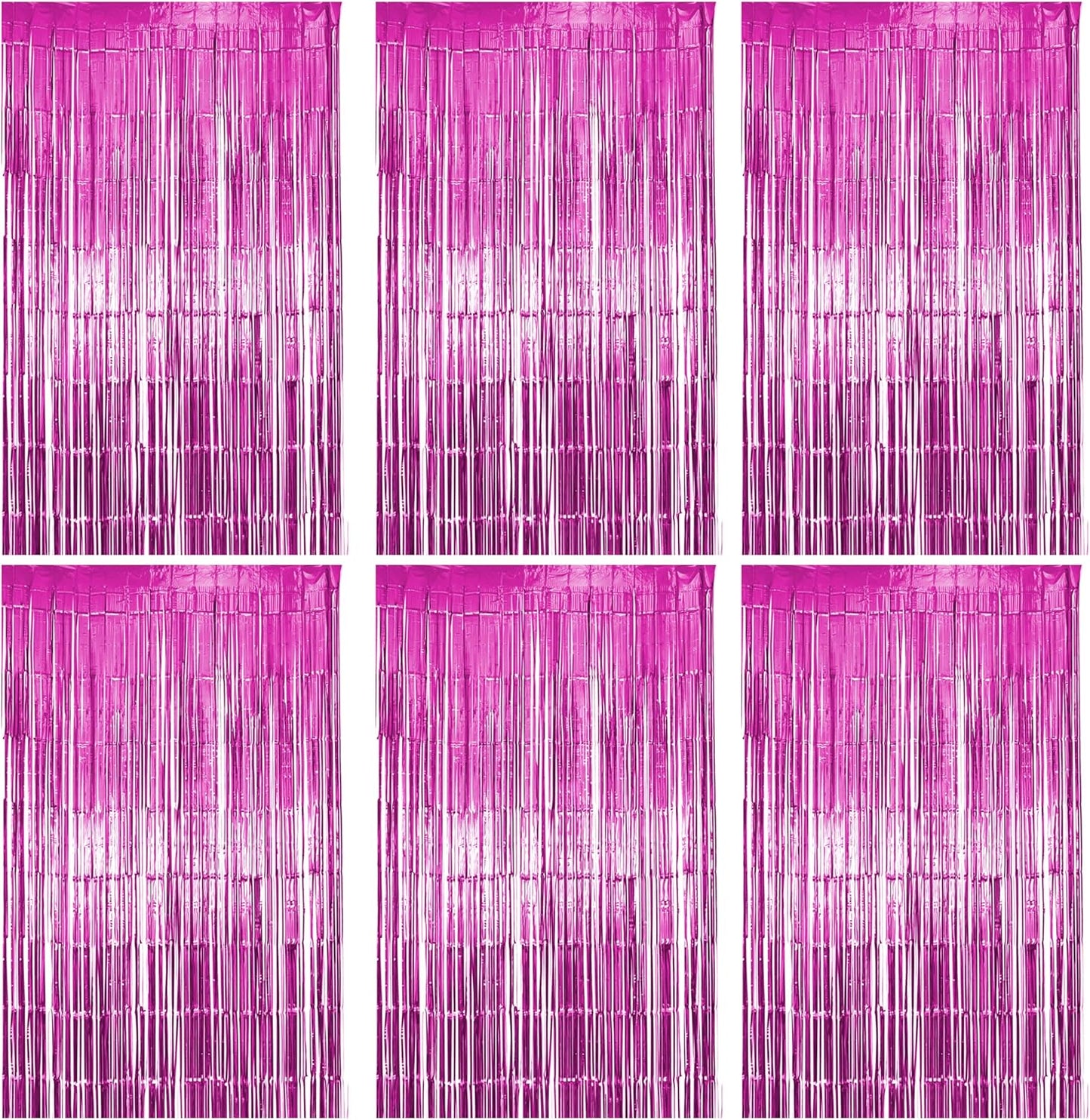 6 Pack Pink Fringe Backdrop, Pink Tinsel Backdrop Curtains, Decorations for Baby Showers, Birthday, Holidays, Parties & More