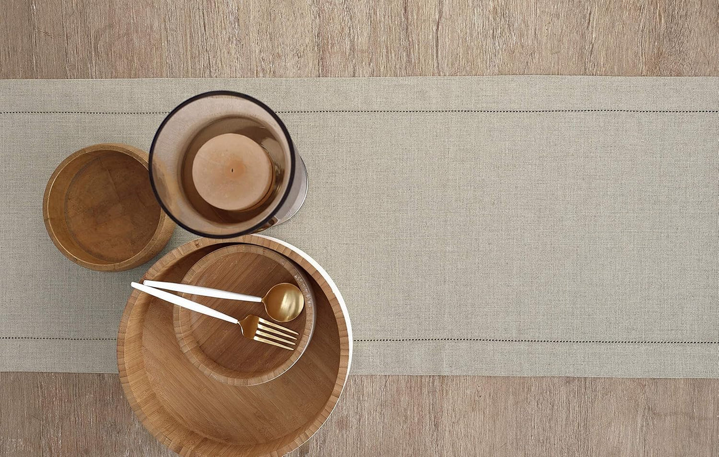 Solino Home Linen Natural Table Runner 36 Inches - Classic Hemstitch, 100% Pure Linen Coffee Table Runner 14 x 36 Inch Ideal for Dresser Tables - Fall, Halloween, Thanksgiving, Christmas, Holiday