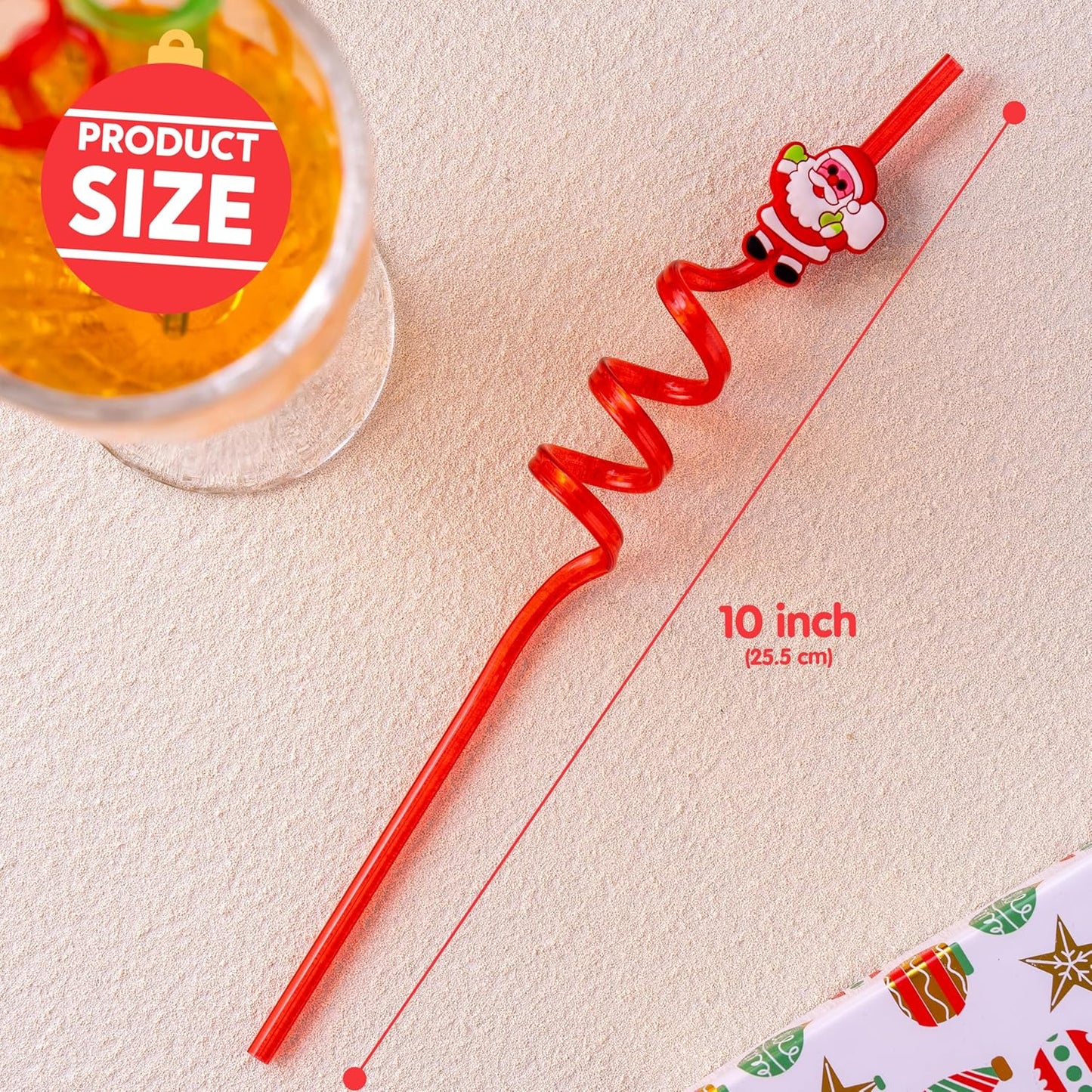 JOYIN 24 PCS Christmas Plastic Straws, 8 Colors Reusable Drinking Straws for Xmas Party Favors Kid-Friendly Supplies, Christmas Party Decorations, Goodie Bags Stuffers Fillers for Kids.