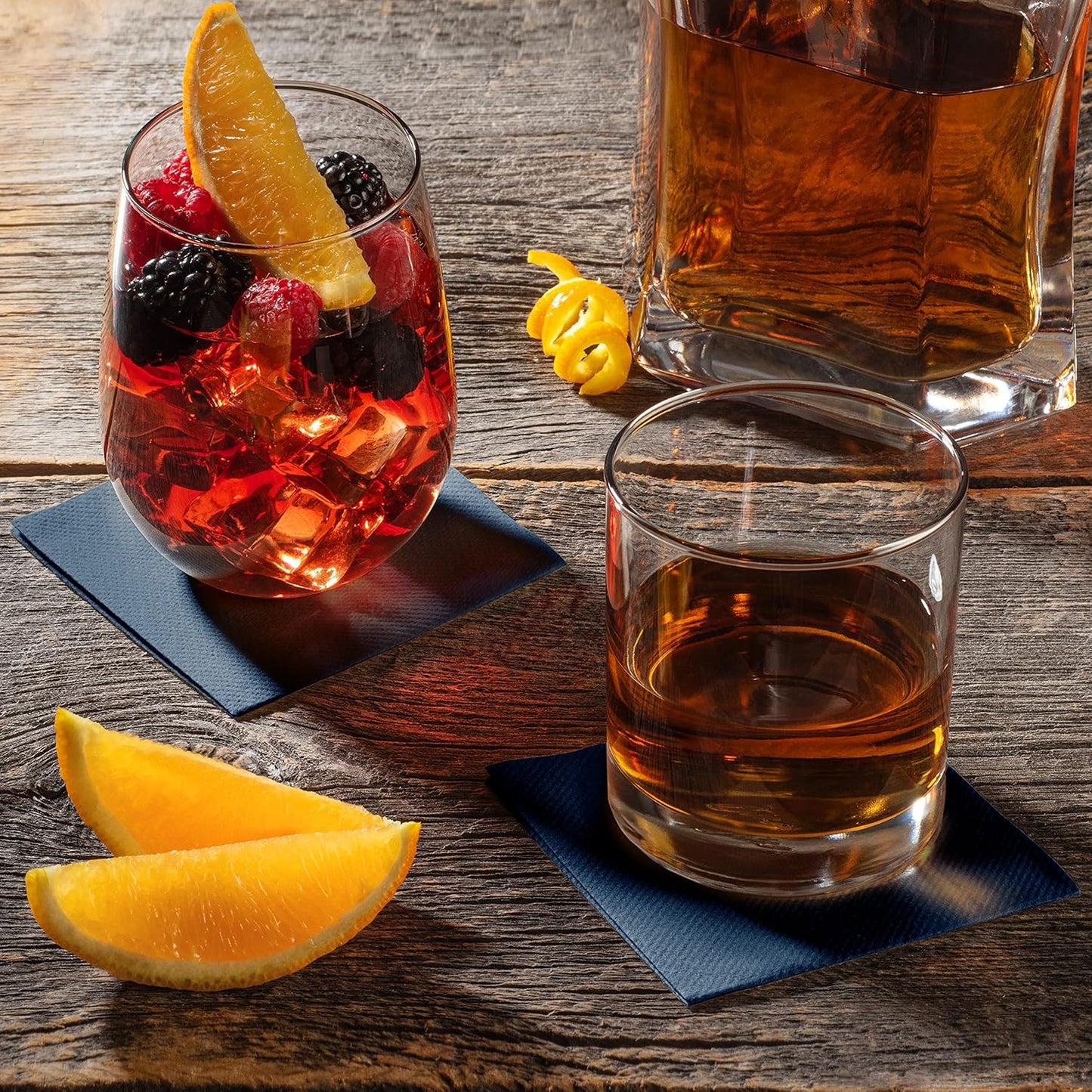 AMERICAN HOMESTEAD Navy Cocktail Napkins - Premium 4.75"x4.75" Disposable Linen-Like Beverage Napkins - Bulk Square Party Bar Serviettes for Weddings, Parties, Events, and Daily Use - 100 Count