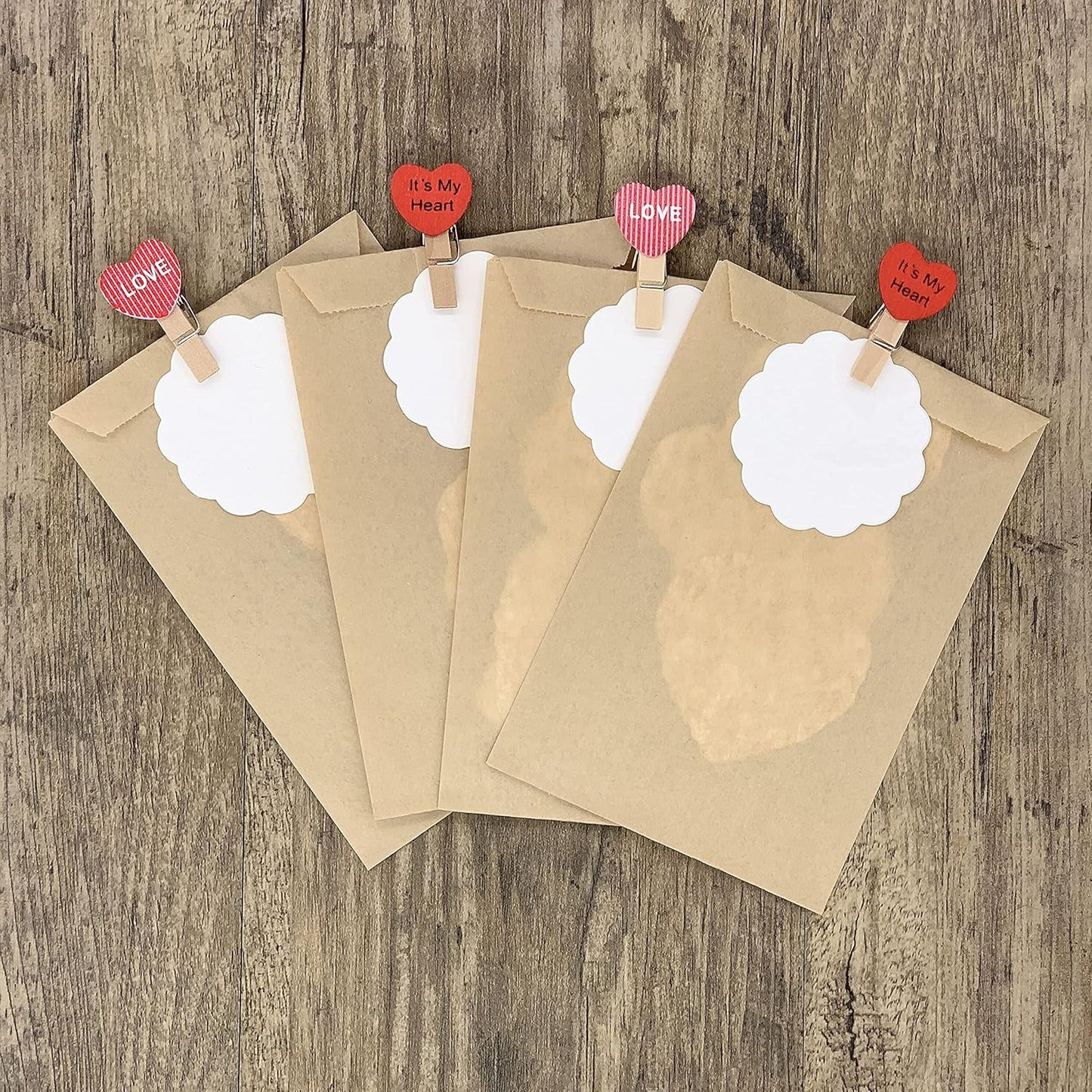 Quotidian Brown Flat Medium Greaseproof Kraft Paper Bags 4" x 6" (10 x 15.2cm) Pack of 100 - Bakery Cookies Candies Dessert Soap