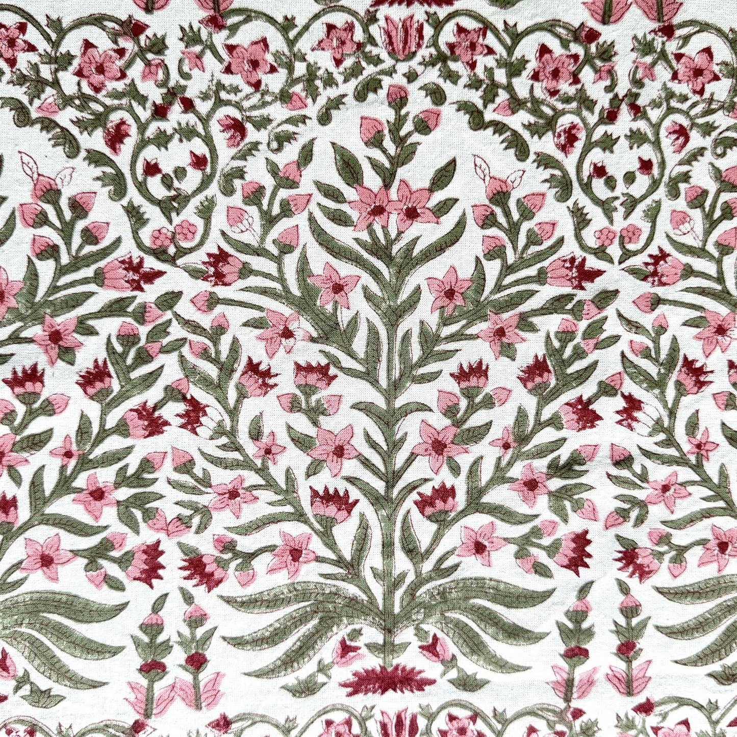 ATOSII Nargis Pink 100% Cotton Round Block Print Summer Tablecloth, Floral Table Cloth Linen for Dining Parties Weddings Outdoors Holidays I 60" Inches Round, 4 Seater I Grandmillennial Farmhouse Boho