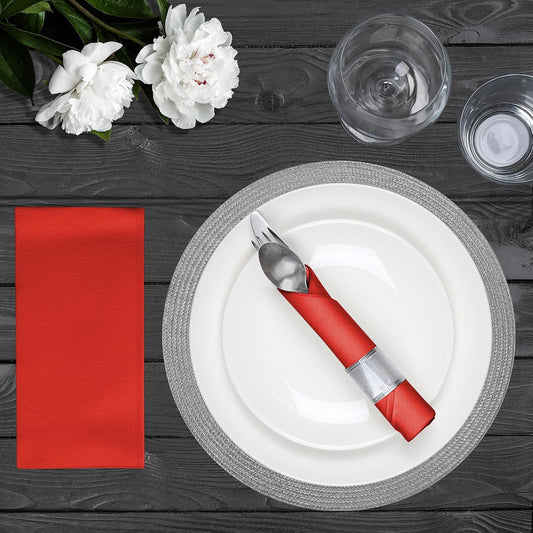 American Homestead Paper Napkins – Disposable Linen-Like Dinner Napkins for Weddings, Parties & Restaurants – 15.75" x 15.75" Red, 100 Count Bulk Pack