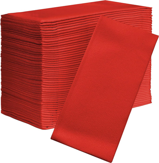 AMERICAN HOMESTEAD Paper Napkins - Red Disposable Linen-Like Dinner Napkins - Restaurant-Quality Table Serviettes for Weddings, Parties, and Events - 15.75" x 15.75" - 50 Count