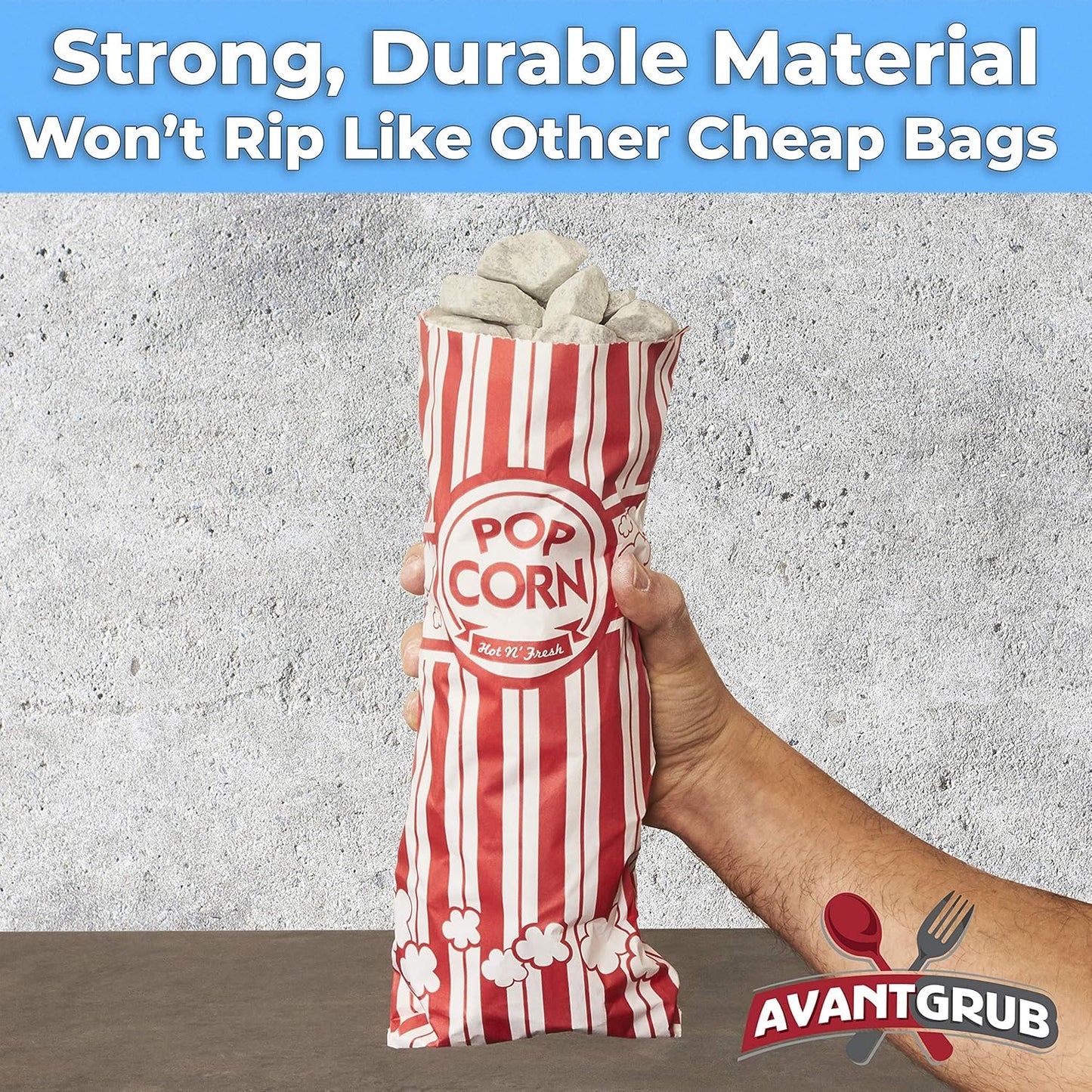 Leak-proof, Grease Resistant Popcorn Bags 25 Pack. Tear Resistant, Single Serving 2oz Paper Sleeves in Nostalgic Red/White Design. Great Movie Theme Party Supplies, Retro Carnivals & Fundraisers