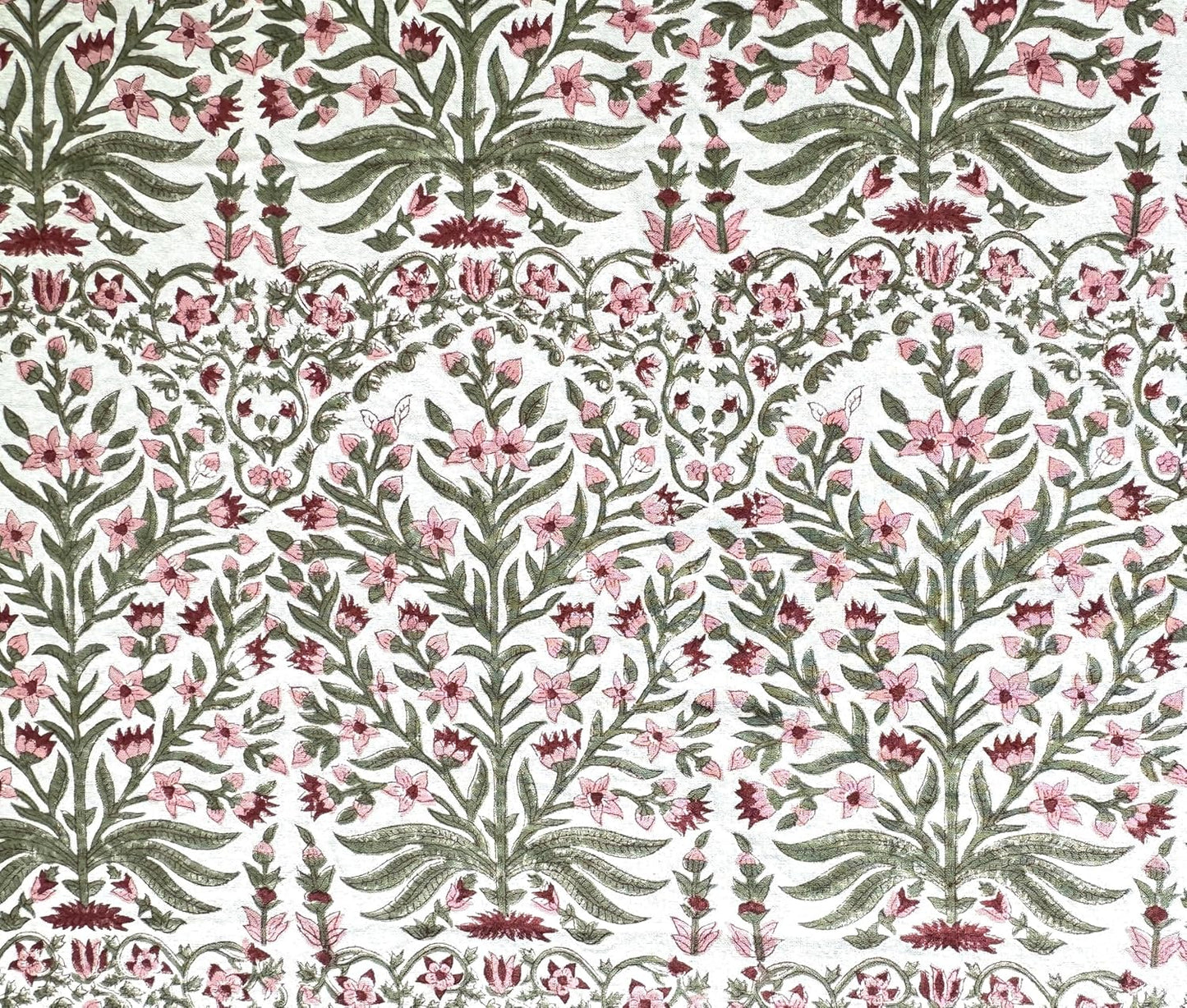 ATOSII Nargis Pink 100% Cotton Rectangle Boho Spring Summer Tablecloth, Handblock Floral Table Cloth Linen for Kitchen Dining I Parties Wedding Outdoors Easter I 72 X 120 Inches I 10 Seater