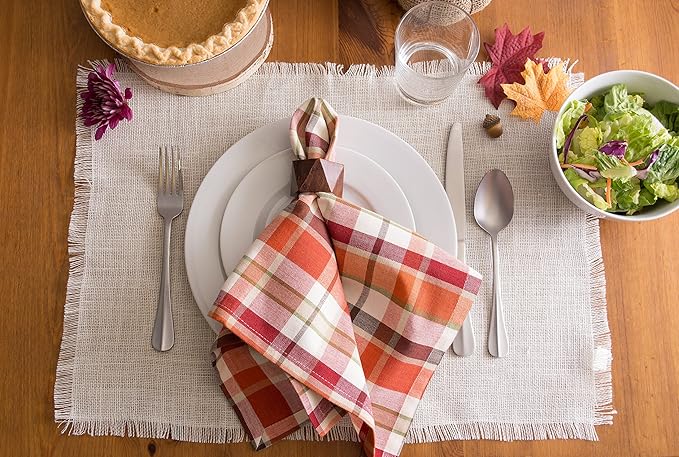 DII Jute Burlap Collection Kitchen Tabletop, Placemat Set, 13x19, Solid Ivory, 6 Count