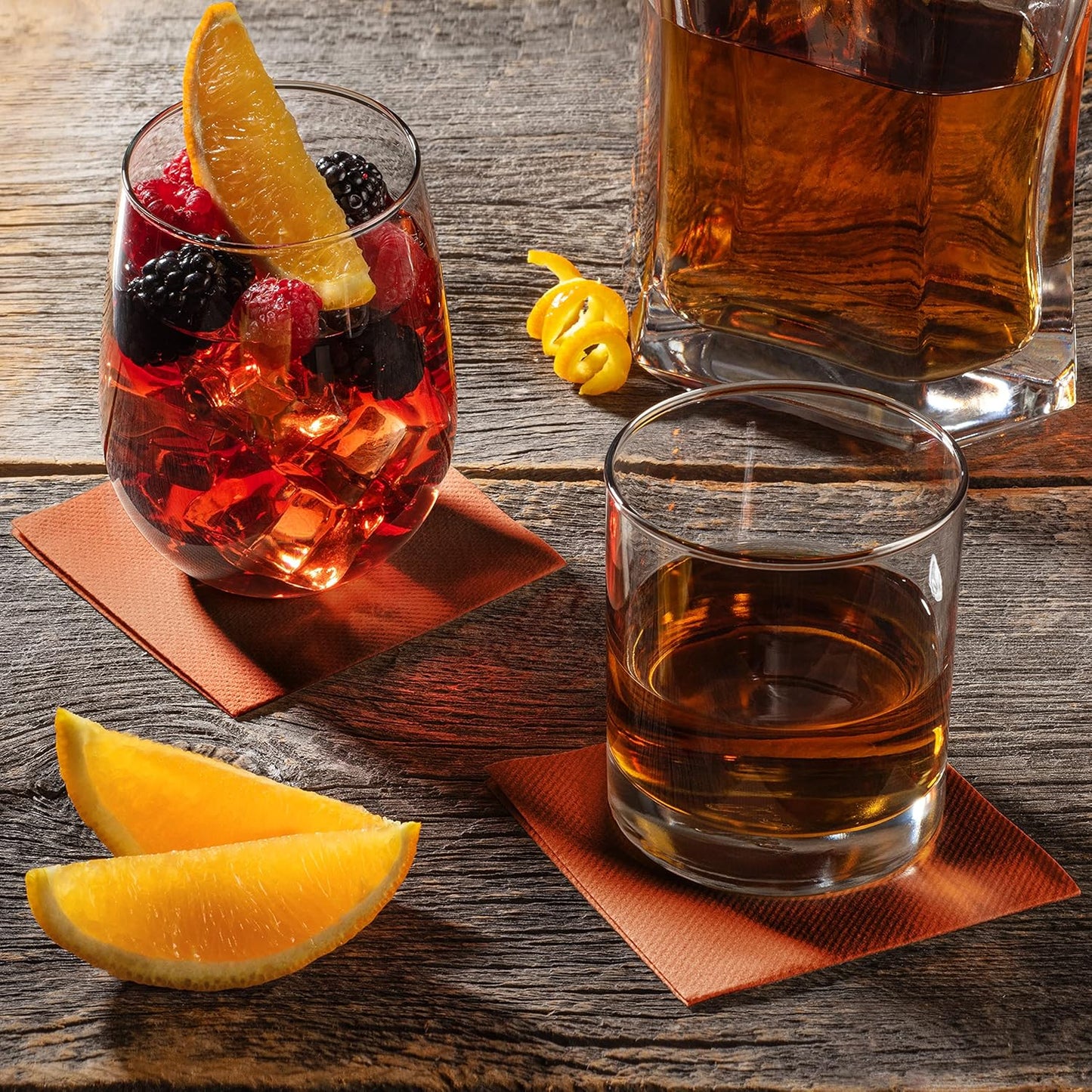 AMERICAN HOMESTEAD Terracotta Cocktail Napkins - Premium 4.75"x4.75" Disposable Linen-Like Beverage Napkins - Bulk Square Party Bar Serviettes for Weddings, Parties, Events, and Daily Use - 100 Count