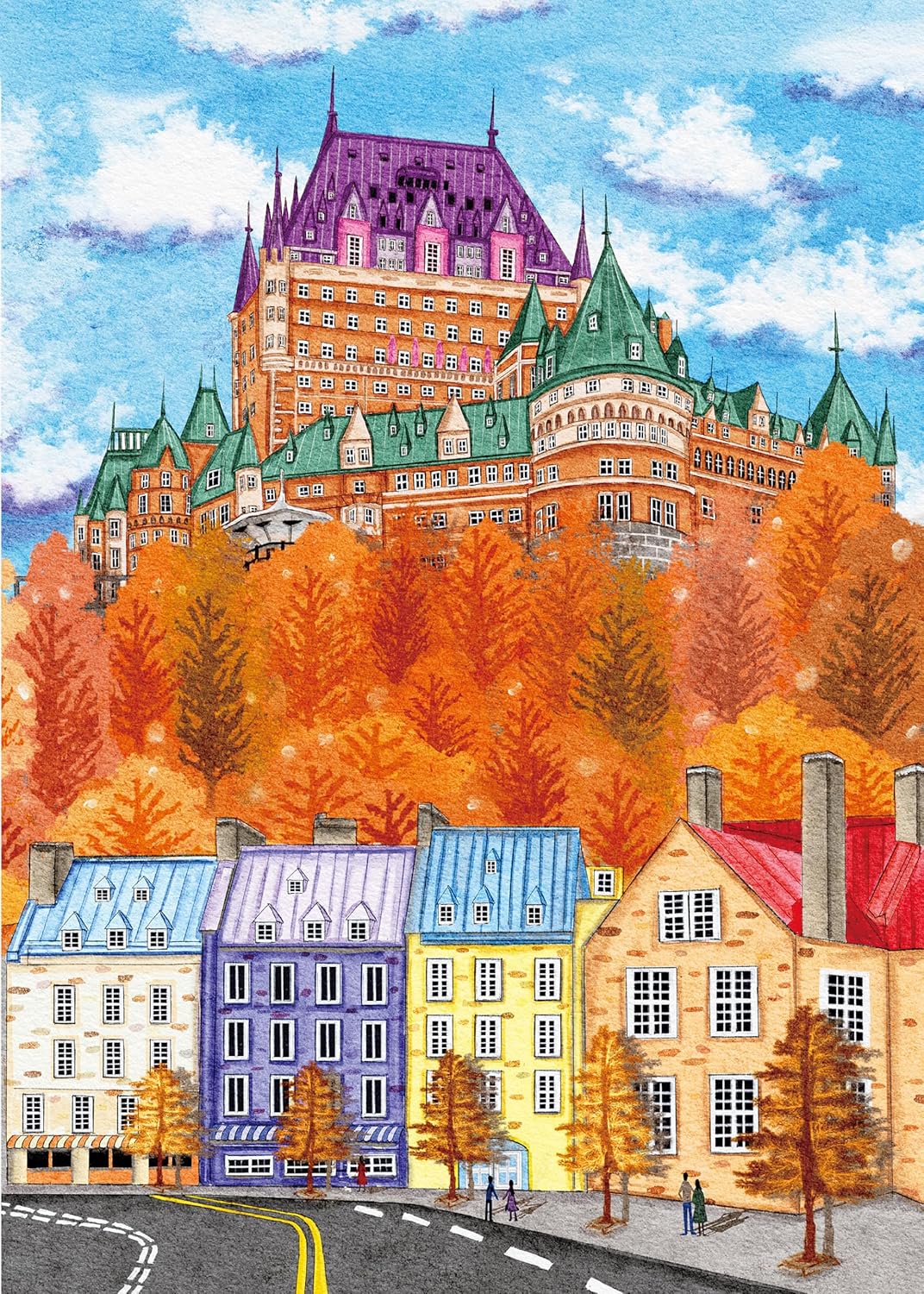 Autumn in Old Quebec 1000-Piece Jigsaw Puzzle for Adults –Challenging Vibrant Fall Streets Art, Premium Matte Finish, 27.56 x 19.68 Inches, Perfect for Game Nights
