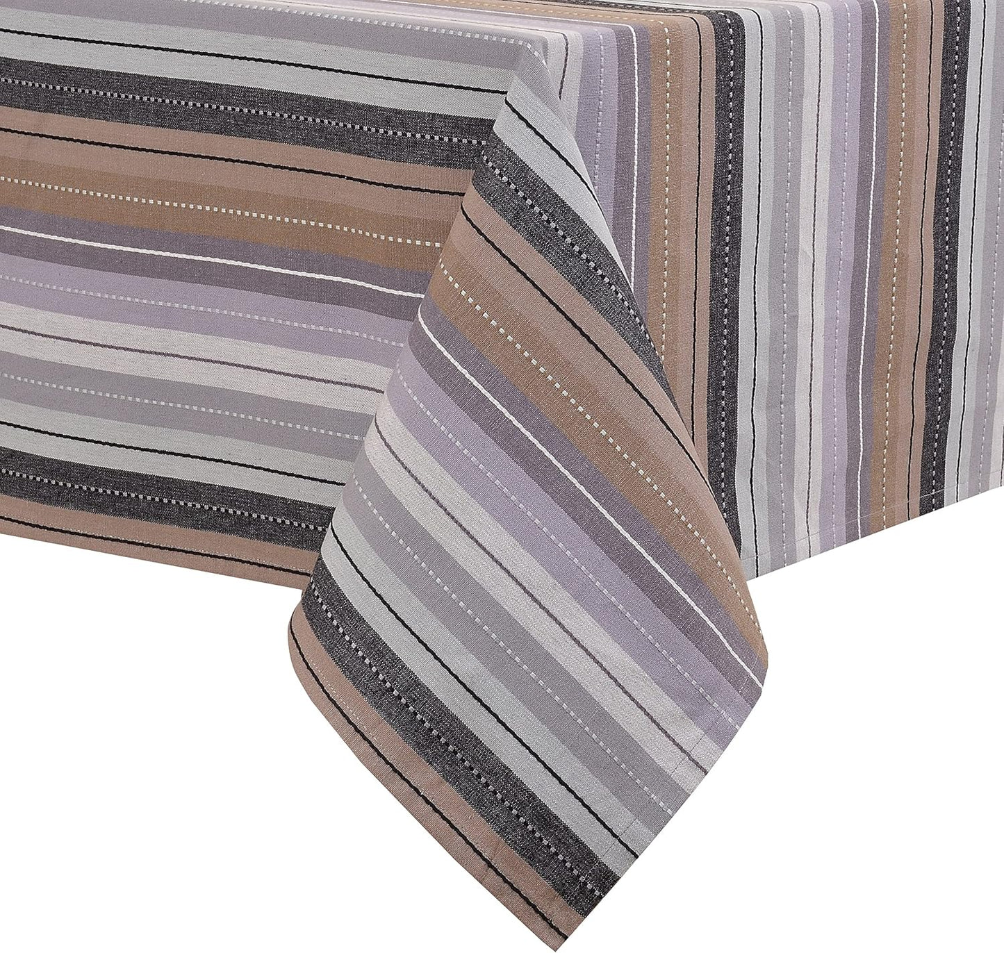 Urban Villa Tablecloth Cuisine Stripes Table Cloth Tabletop Cover Kitchen Dining Tablecloth 100% Cotton Great Parties Wedding Holiday Dinner Grey Multi Rectangle 60X84 Inches 6-8 Seats Table Cloth